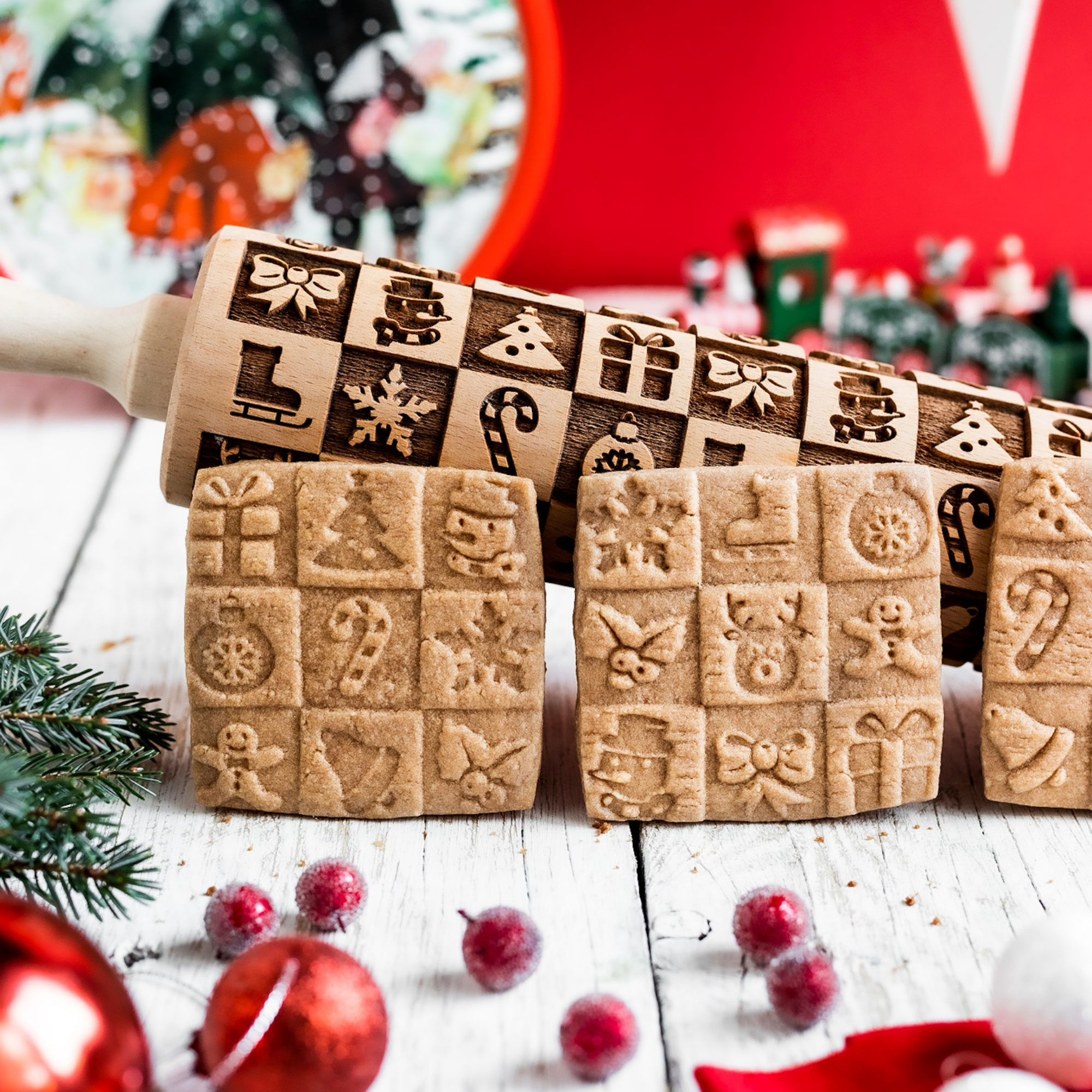 Christmas Chess Rolling Pin